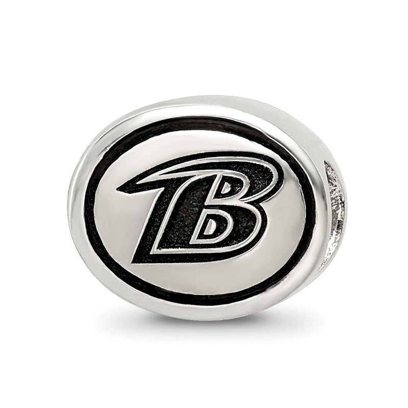 Sterling Silver Antiqued Baltimore Ravens Nfl Bead
