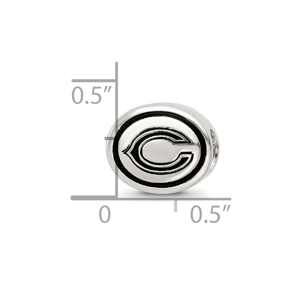Sterling Silver Antiqued Chicago Bears Nfl Bead