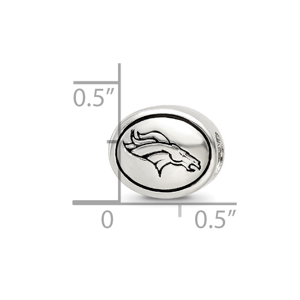 Sterling Silver Antiqued Denver Broncos Nfl Bead
