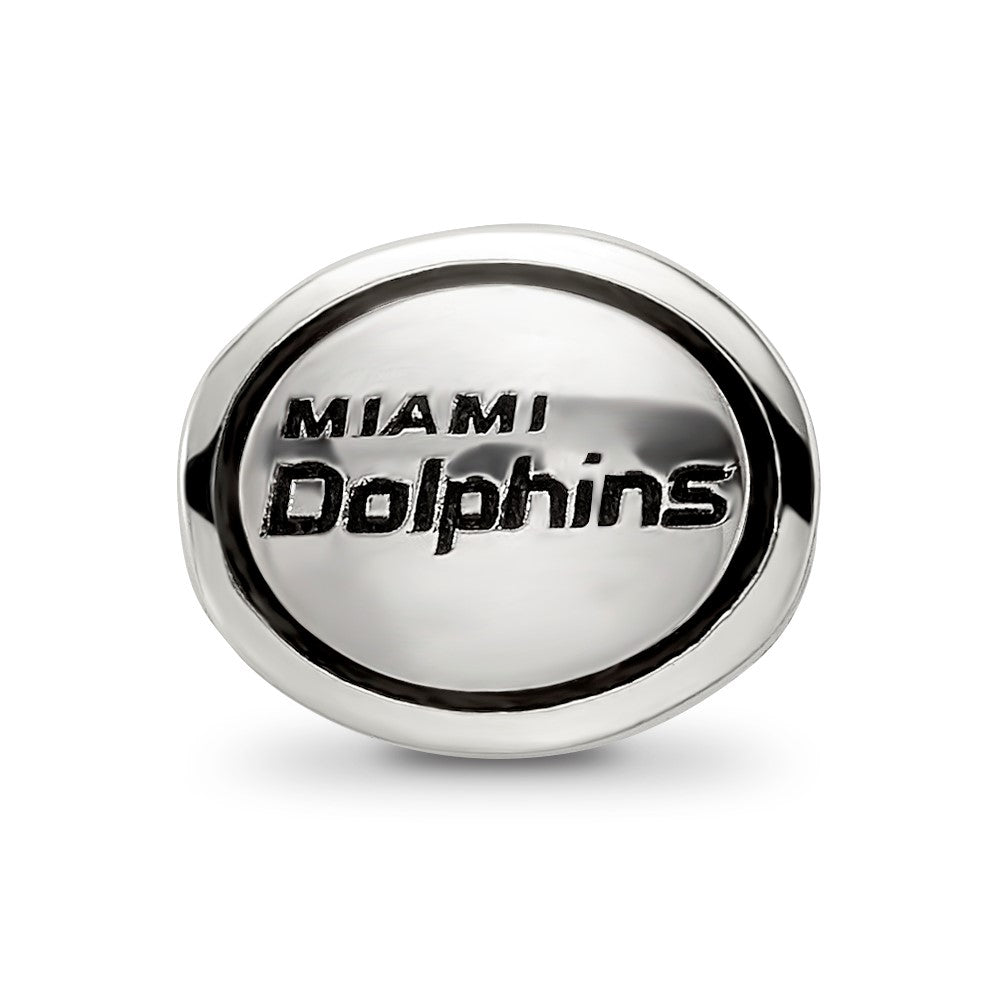 Sterling Silver Antiqued Miami Dolphins Nfl Bead