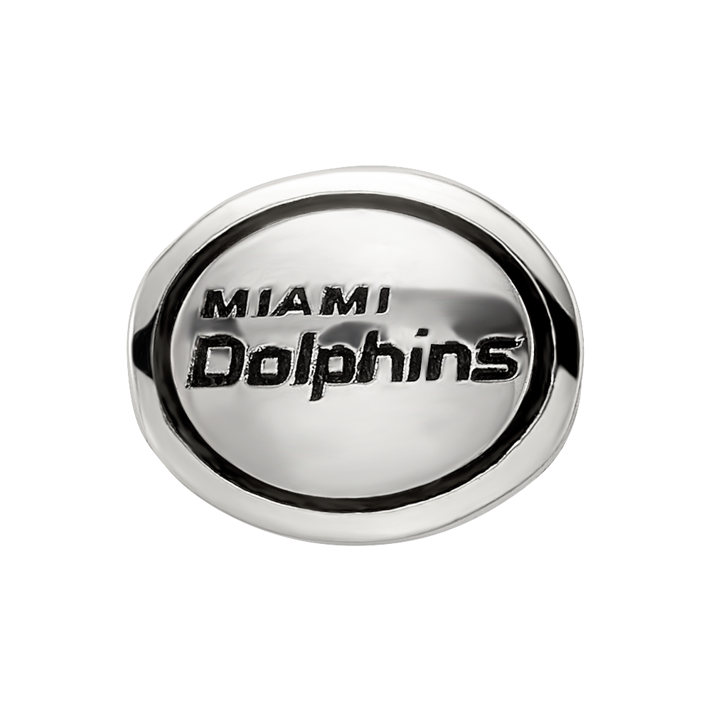 Sterling Silver Antiqued Miami Dolphins Nfl Bead