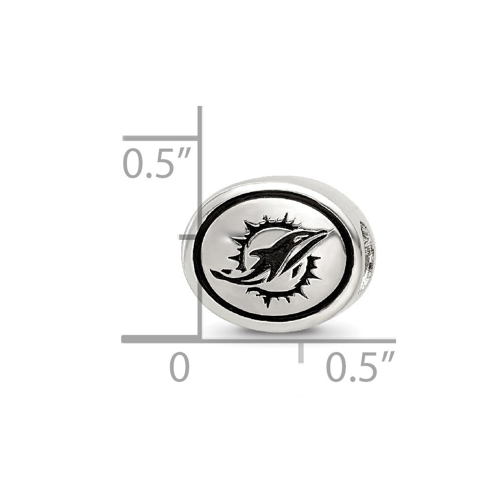 Sterling Silver Antiqued Miami Dolphins Nfl Bead