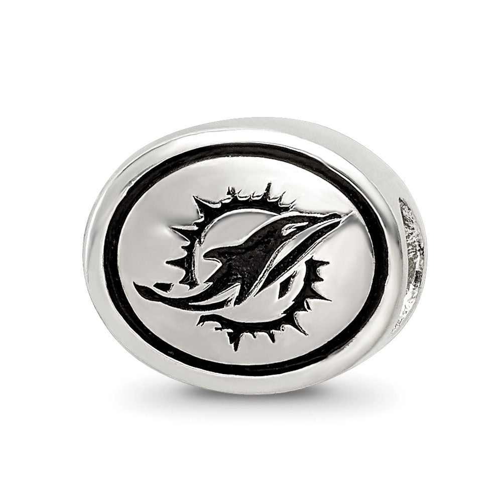 Sterling Silver Antiqued Miami Dolphins Nfl Bead