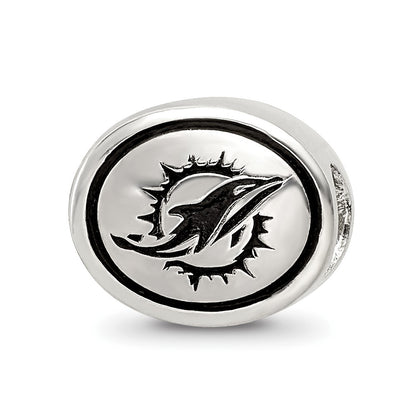 Sterling Silver Antiqued Miami Dolphins Nfl Bead