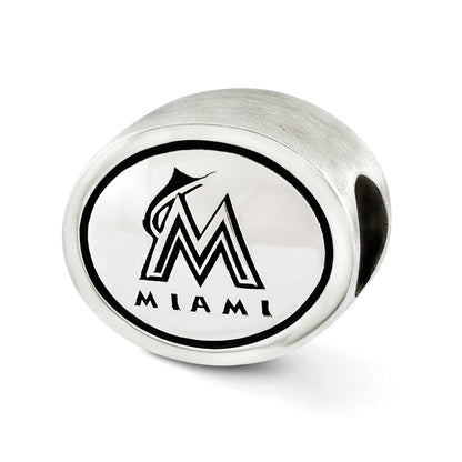 Sterling Silver Mlb Siskiyou Buckle Antiqued Miami Marlins Bead