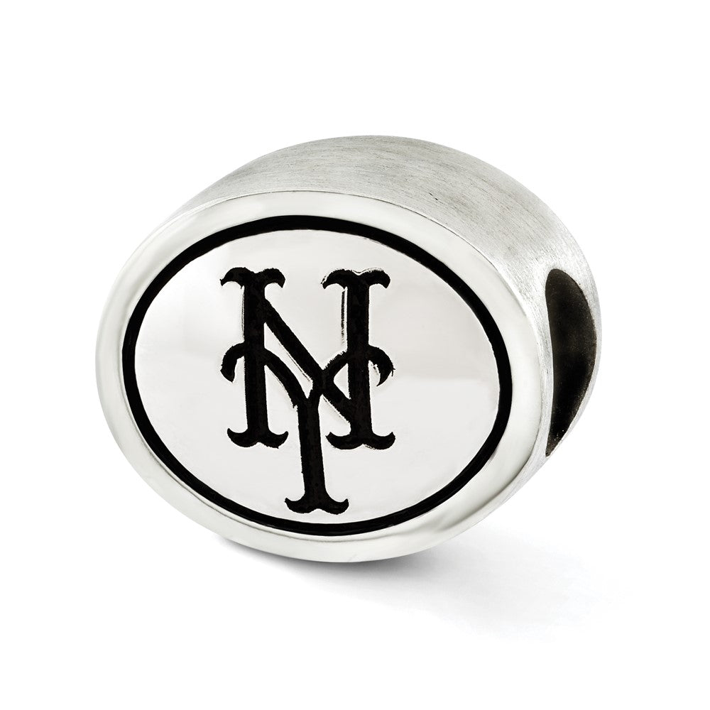 Sterling Silver Mlb Siskiyou Buckle Antiqued New York Mets Bead