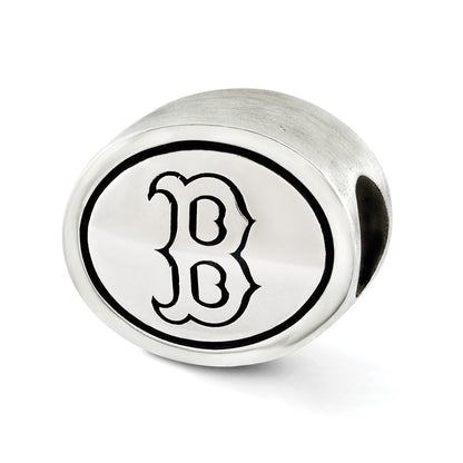 Sterling Silver Mlb Siskiyou Buckle Antiqued Boston Red Sox Bead