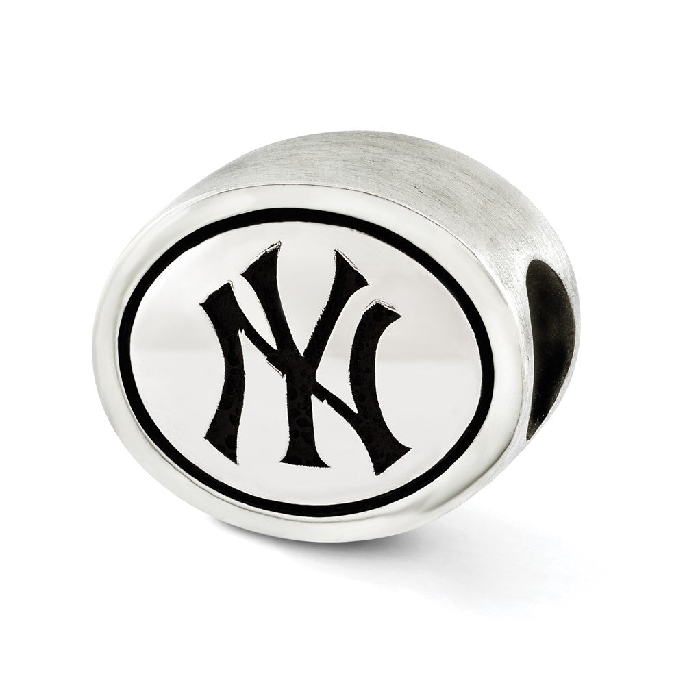 Sterling Silver Mlb Siskiyou Buckle Antiqued New York Yankees Bead