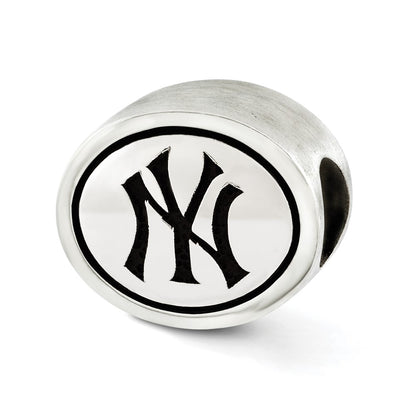 Sterling Silver Mlb Siskiyou Buckle Antiqued New York Yankees Bead