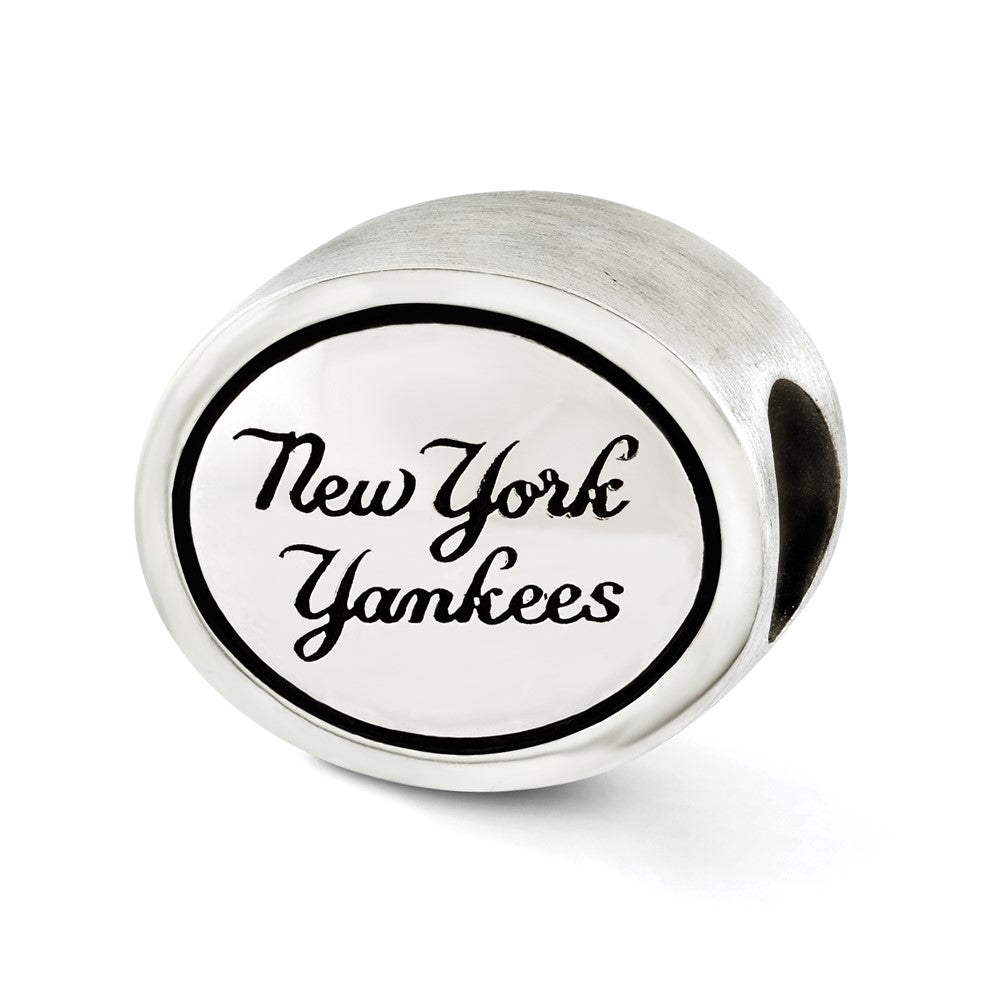 Sterling Silver Mlb Siskiyou Buckle Antiqued New York Yankees Bead