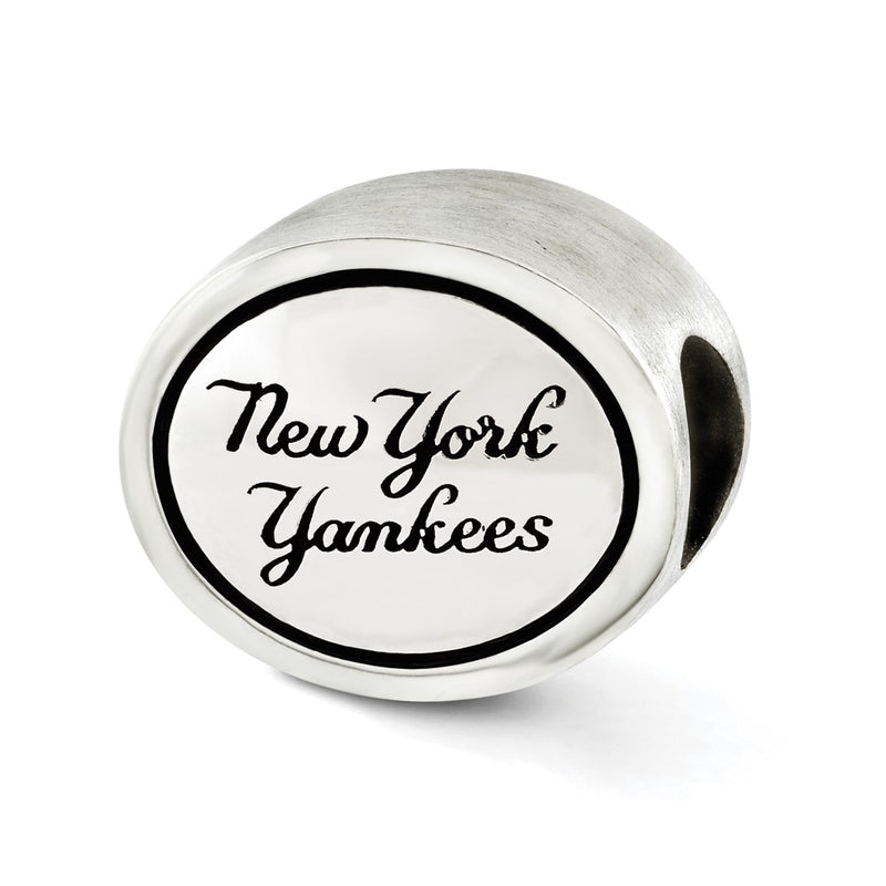 Sterling Silver Mlb Siskiyou Buckle Antiqued New York Yankees Bead