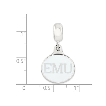 Sterling Silver Eastern Michigan Collegiate Enameled Dangle Bead