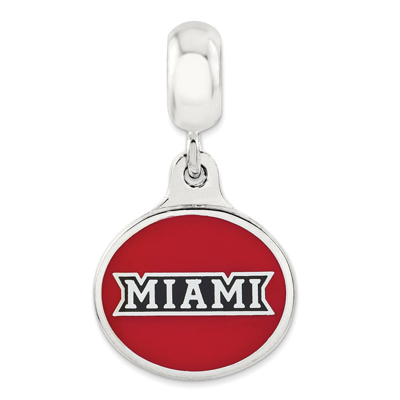 Sterling Silver Miami Of Ohio University Collegiate Enameled Dangle Bead