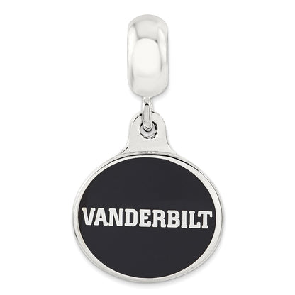 Sterling Silver Vanderbilt University Collegiate Enameled Dangle Bead