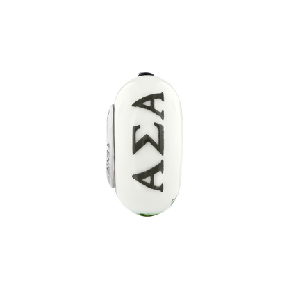 Sterling Silver Ster.Silver Reflections Hand Painted Alpha Sigma Fenton Glass Bead