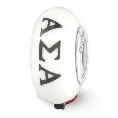 Sterling Silver Ster.Silver Reflections Hand Painted Alpha Sigma Fenton Glass Bead
