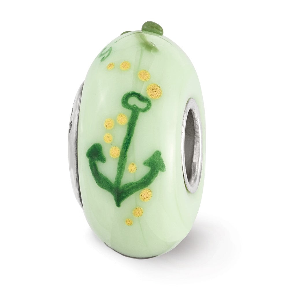 Sterling Silver Ster.Silver Reflections Hand Painted Alpha Sigma Tau Fenton Glass Bead
