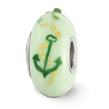 Sterling Silver Ster.Silver Reflections Hand Painted Alpha Sigma Tau Fenton Glass Bead