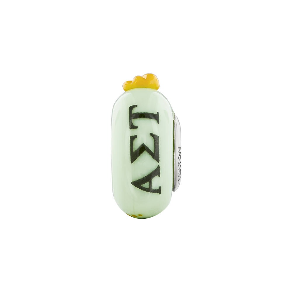 Sterling Silver Ster.Silver Reflections Hand Painted Alpha Sigma Tau Fenton Glass Bead
