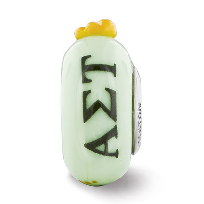Sterling Silver Ster.Silver Reflections Hand Painted Alpha Sigma Tau Fenton Glass Bead