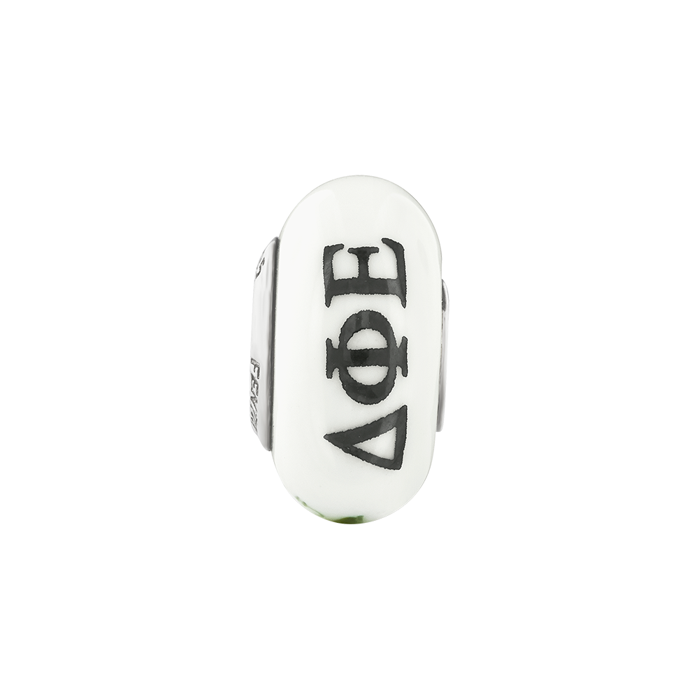 Sterling Silver Ster.Silver Reflections Hand Painted Delta Phi Epsilon Fenton Glass Bead