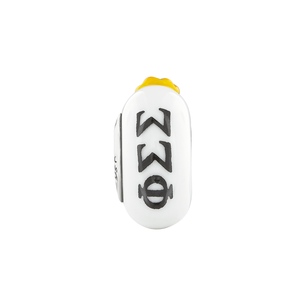 Sterling Silver Ster.Silver Reflections Hand Painted Phi Sigma Fenton Glass Bead