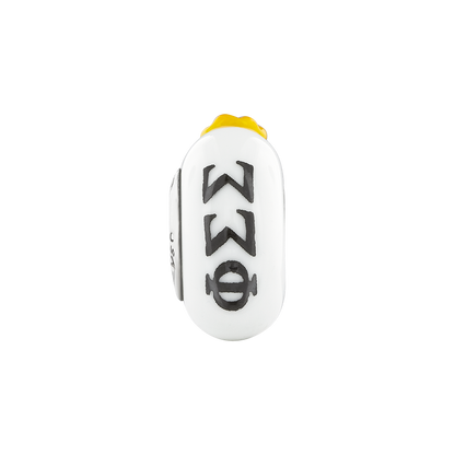 Sterling Silver Ster.Silver Reflections Hand Painted Phi Sigma Fenton Glass Bead