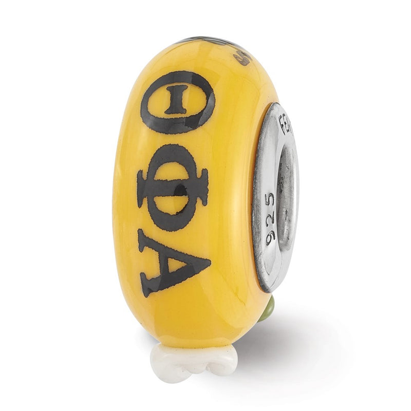 Sterling Silver Ster.Silver Reflections Hand Painted Theta Phi Alpha Fenton Glass Bead
