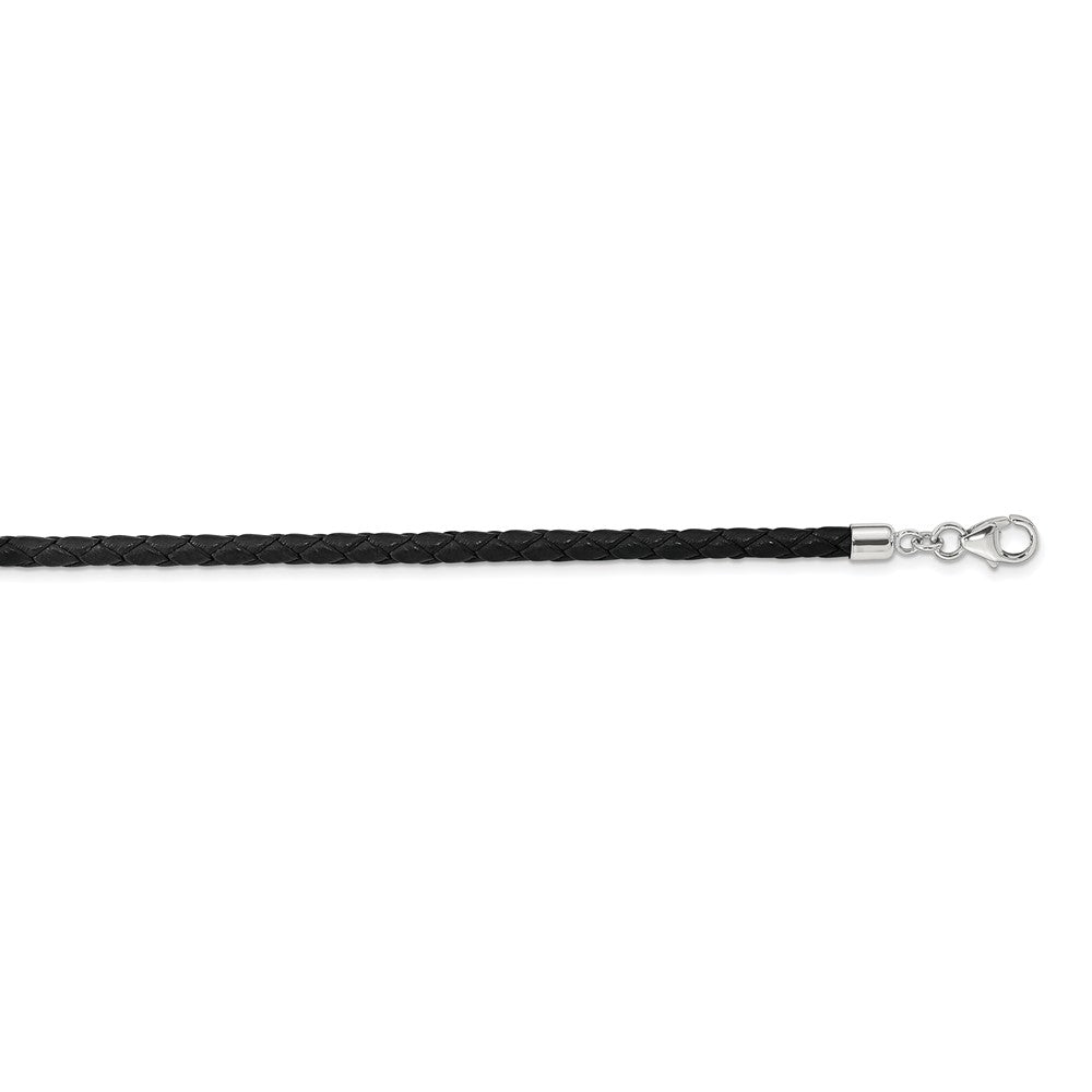 14 Inch Ss Reflections Black Leather Rh-Plated 14In W/2In Ext Choker/Wrap Bracelet