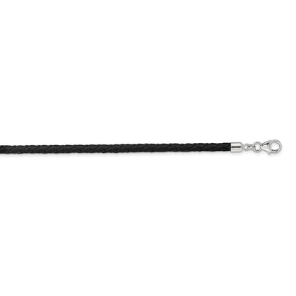 14 Inch Ss Reflections Black Leather Rh-Plated 14In W/2In Ext Choker/Wrap Bracelet