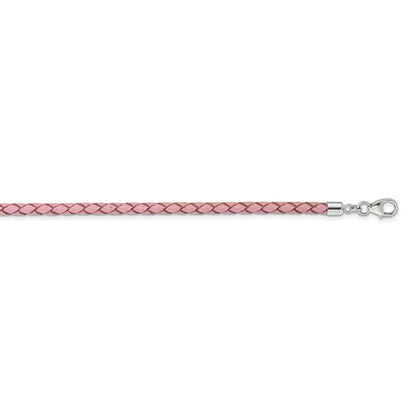 14 Inch Ss Reflections Pink Leather Rh-Plated 14In W/2In Ext Choker/Wrap Bracelet