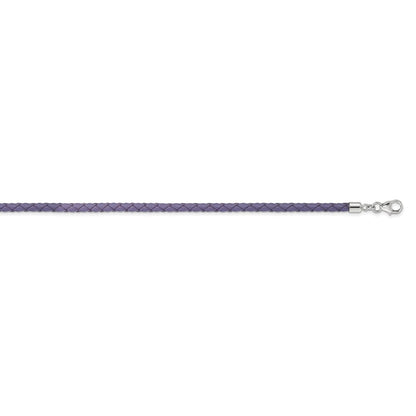 14 Inch Ss Reflections Purple Leather Rh-Plated 14In W/2In Ext Choker/Wrap Bracelet