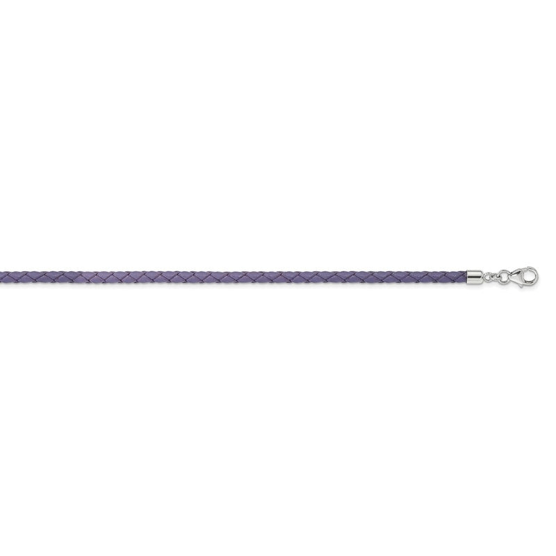 14 Inch Ss Reflections Purple Leather Rh-Plated 14In W/2In Ext Choker/Wrap Bracelet