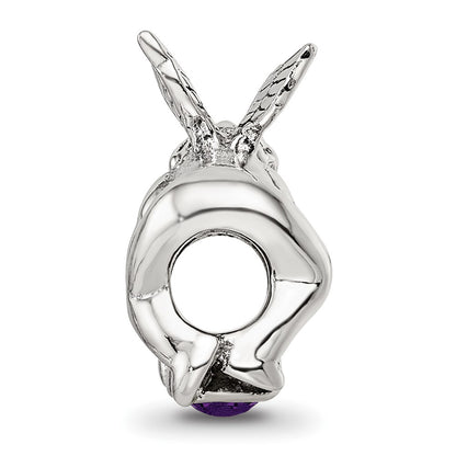 Sterling Silver Reflections February Cz Antiqued Bead