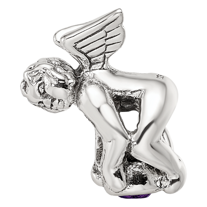 Sterling Silver Reflections February Cz Antiqued Bead