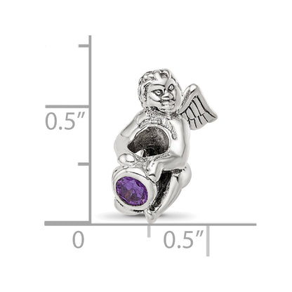 Sterling Silver Reflections February Cz Antiqued Bead