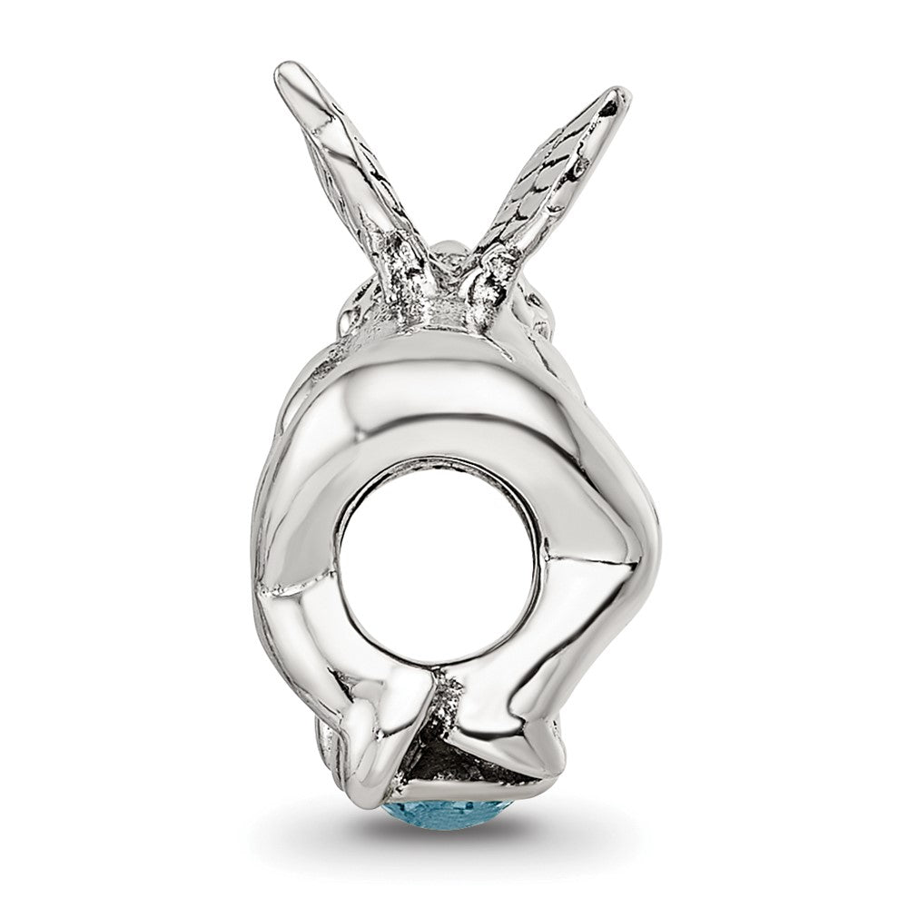 Sterling Silver Reflections March Cz Antiqued Bead