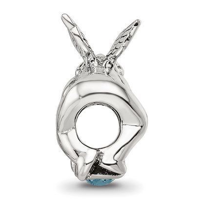 Sterling Silver Reflections March Cz Antiqued Bead