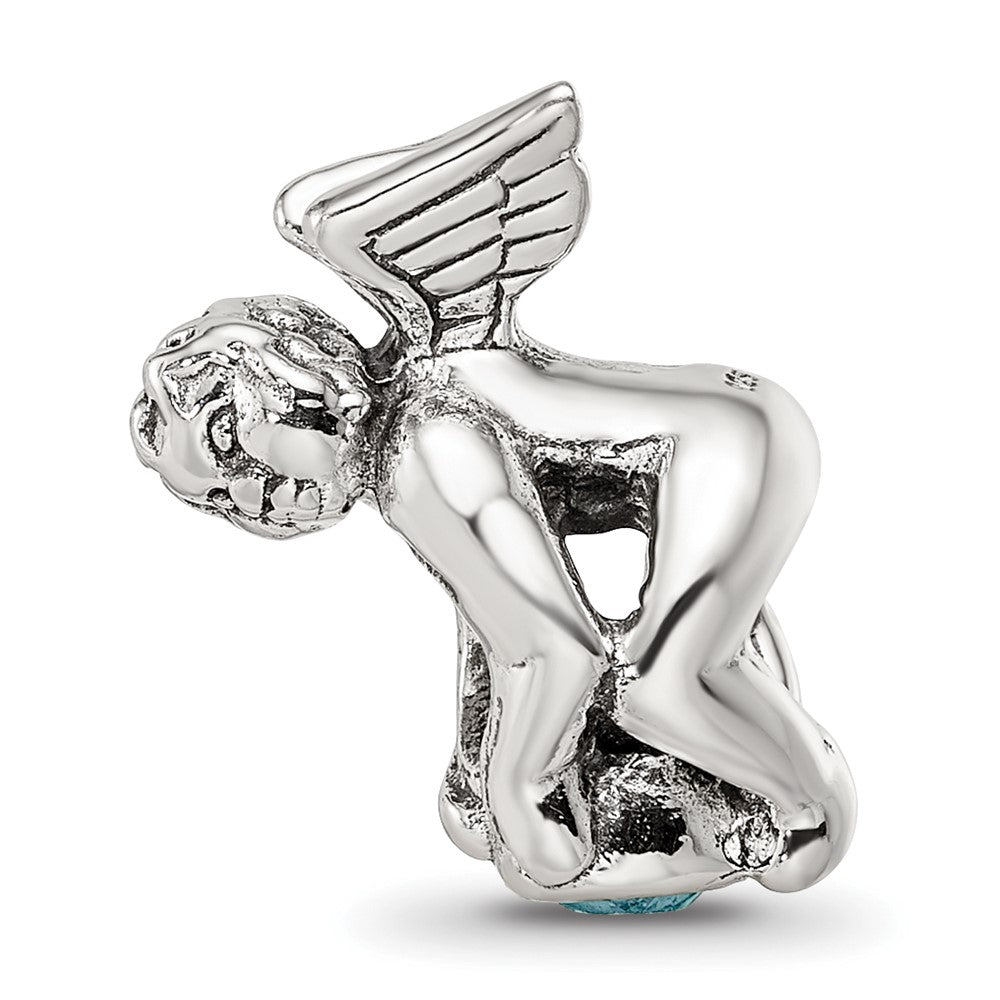 Sterling Silver Reflections March Cz Antiqued Bead