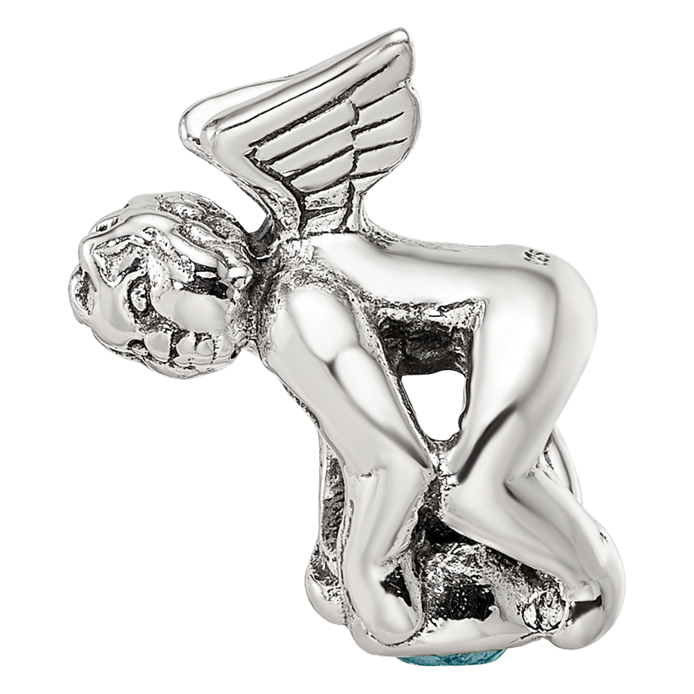 Sterling Silver Reflections March Cz Antiqued Bead