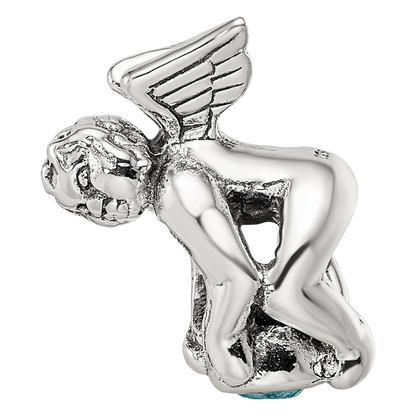 Sterling Silver Reflections March Cz Antiqued Bead