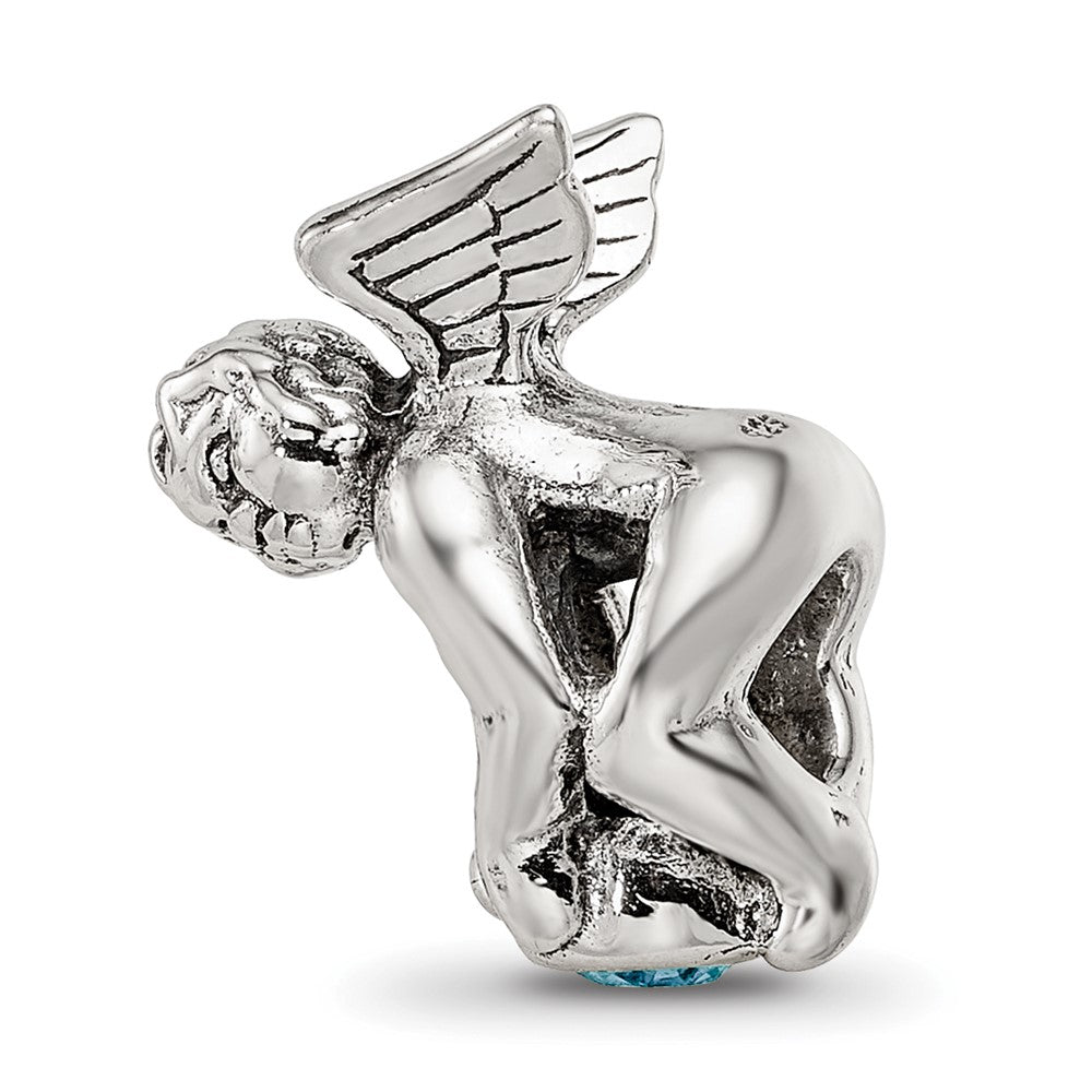Sterling Silver Reflections March Cz Antiqued Bead
