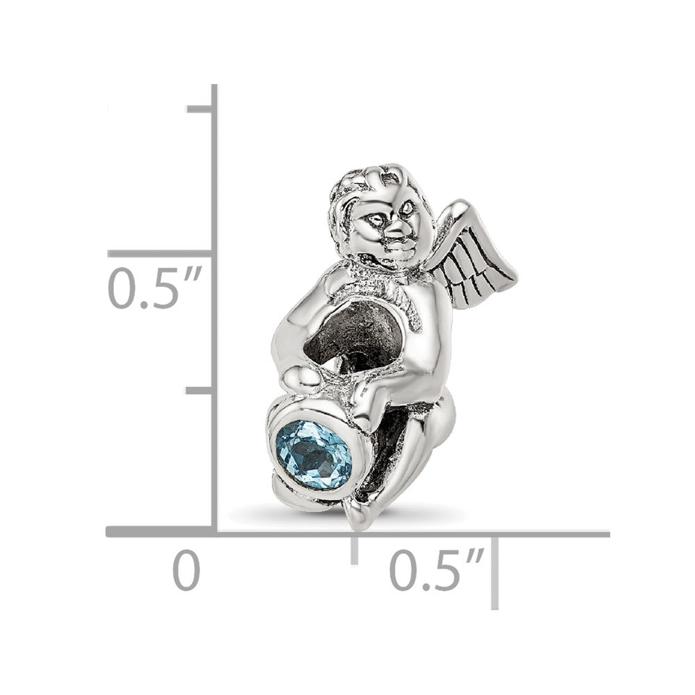 Sterling Silver Reflections March Cz Antiqued Bead