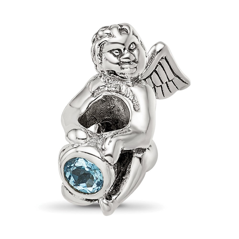 Sterling Silver Reflections March Cz Antiqued Bead