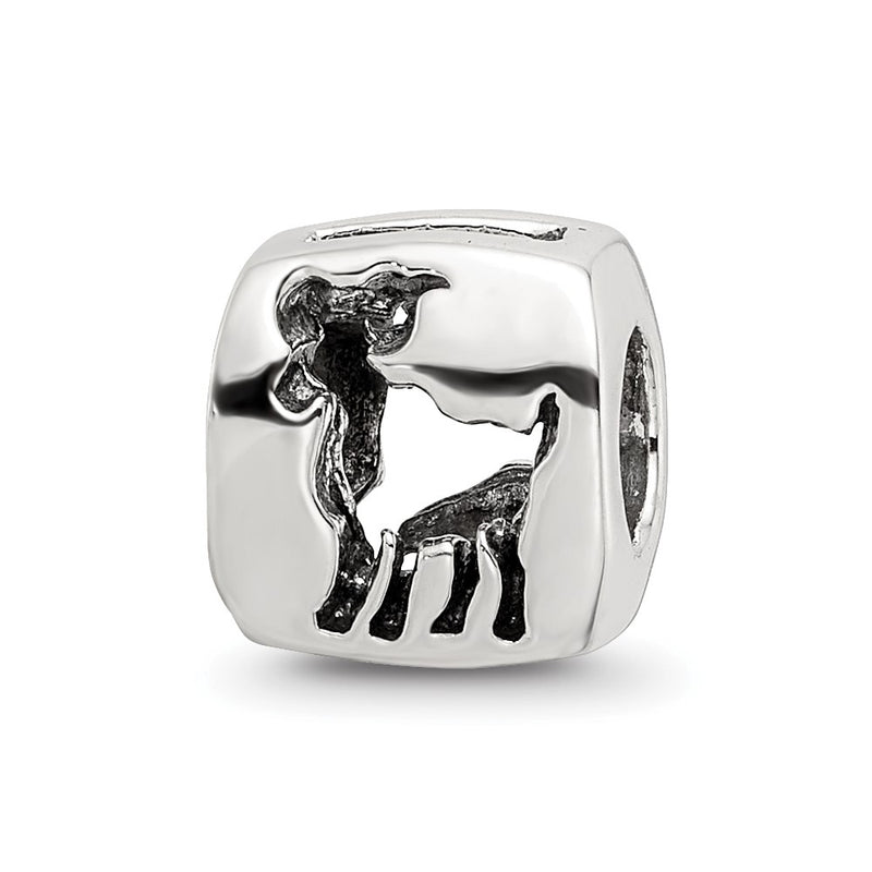 Sterling Silver Reflections Aries Zodiac Antiqued Bead