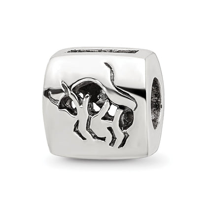 Sterling Silver Reflections Taurus Zodiac Antiqued Bead