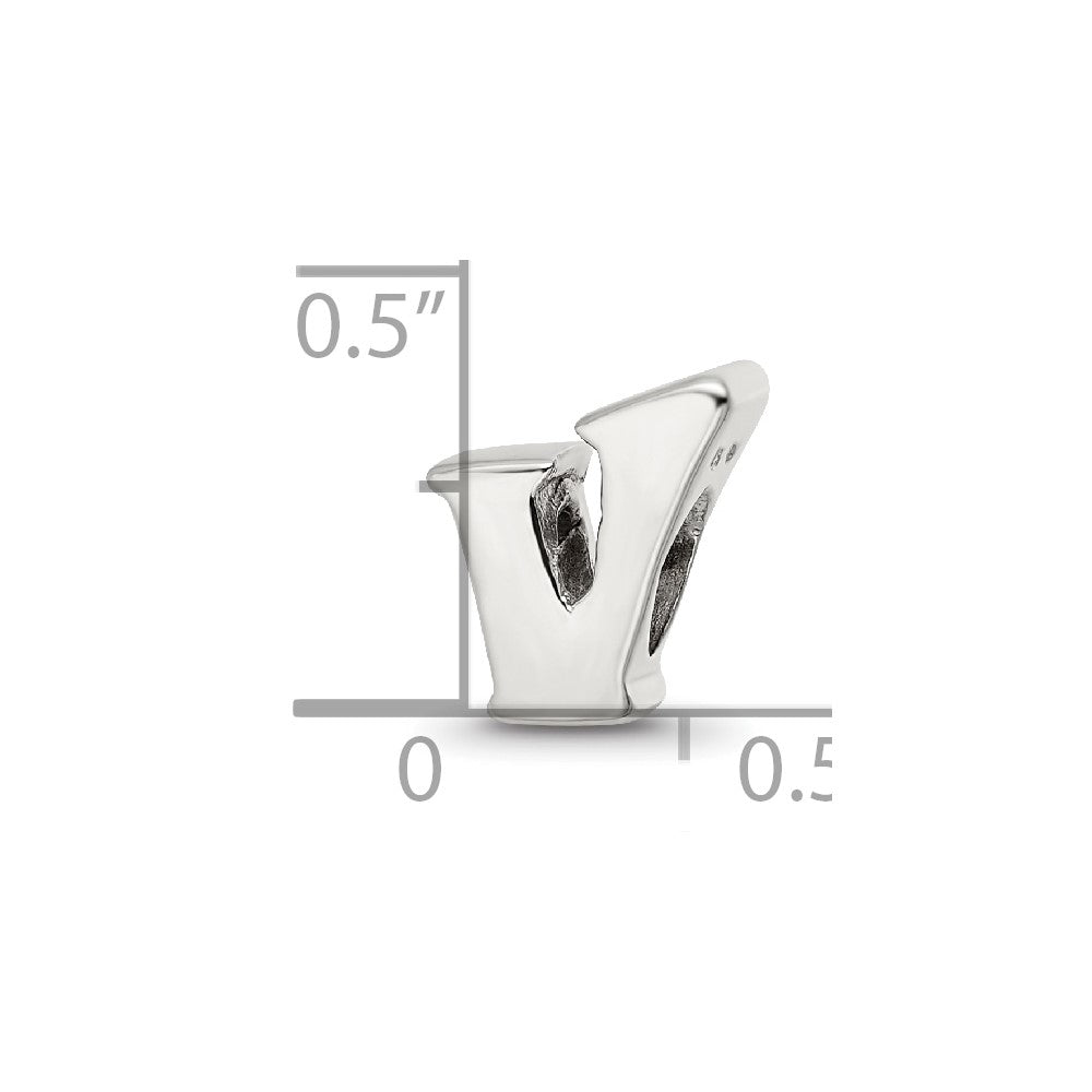 Sterling Silver Reflections Letter V Bead