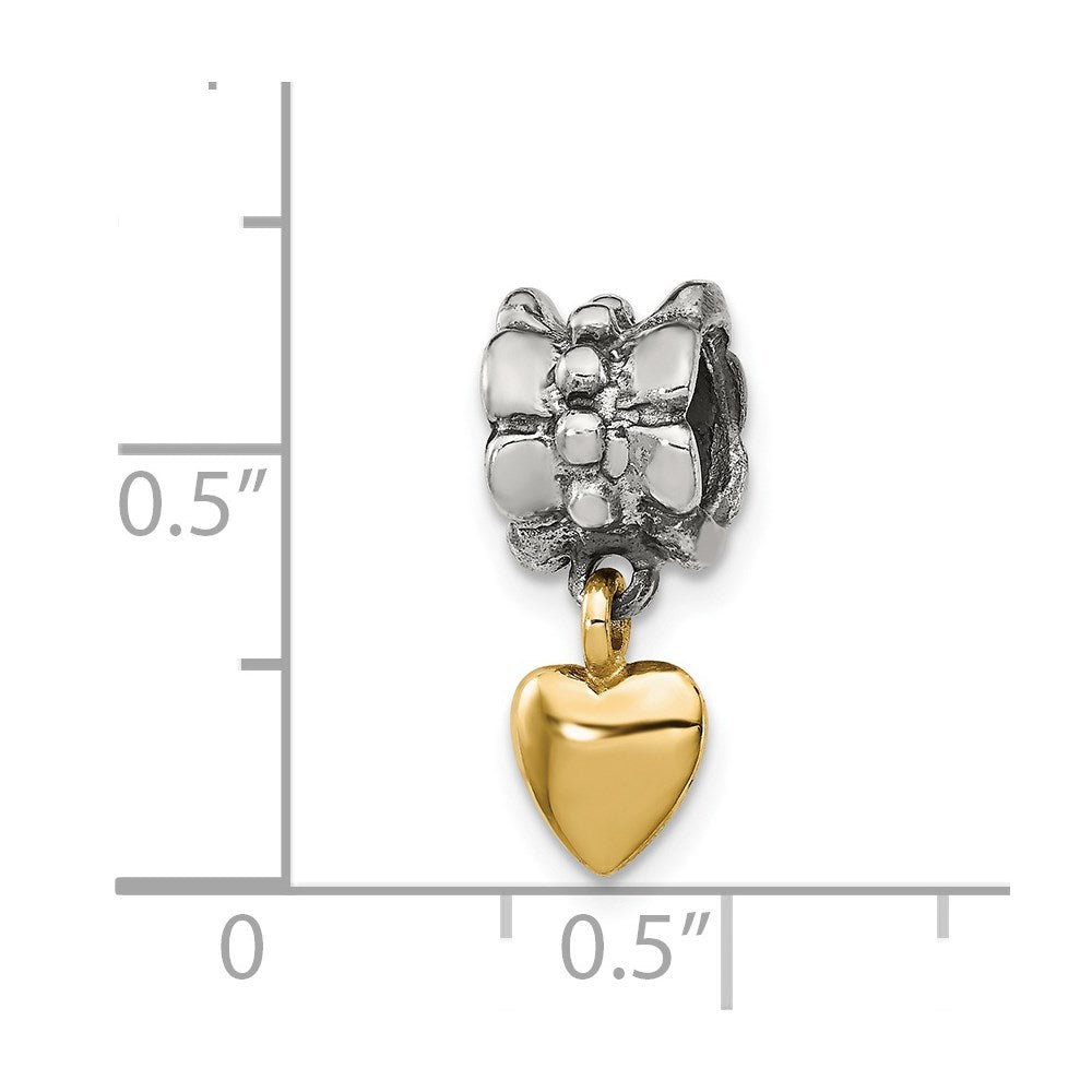 Ss/Gold Plated Sterling Silver & 14K Reflections Heart Dangle Bead
