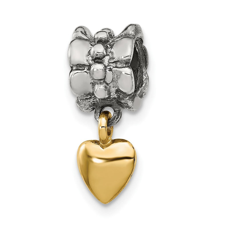 Ss/Gold Plated Sterling Silver & 14K Reflections Heart Dangle Bead