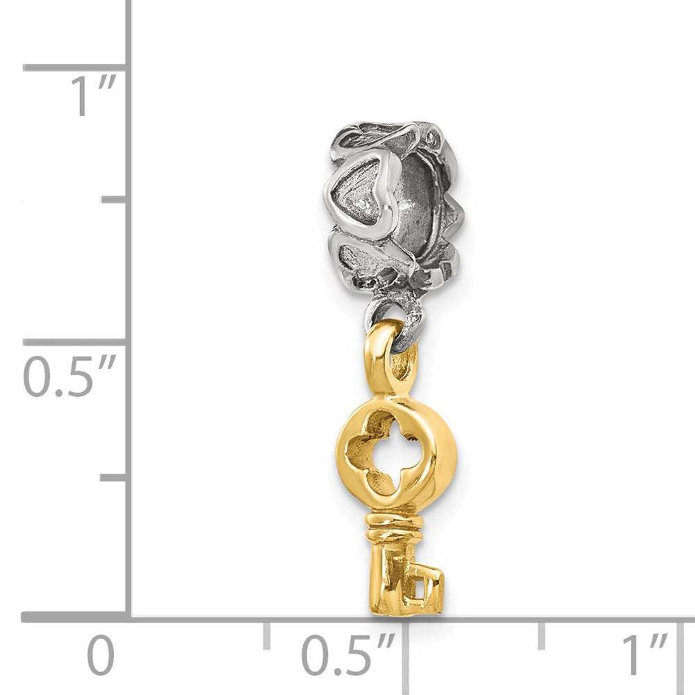 Ss/Gold Plated Sterling Silver & 14K Reflections Key Dangle Bead